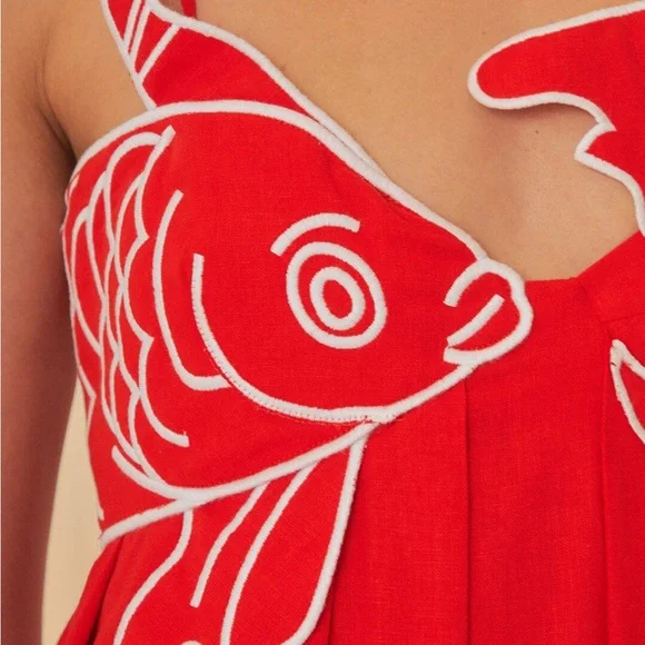 Farm Rio Red Fish Top Maxi Dress - Picture 3 of 13